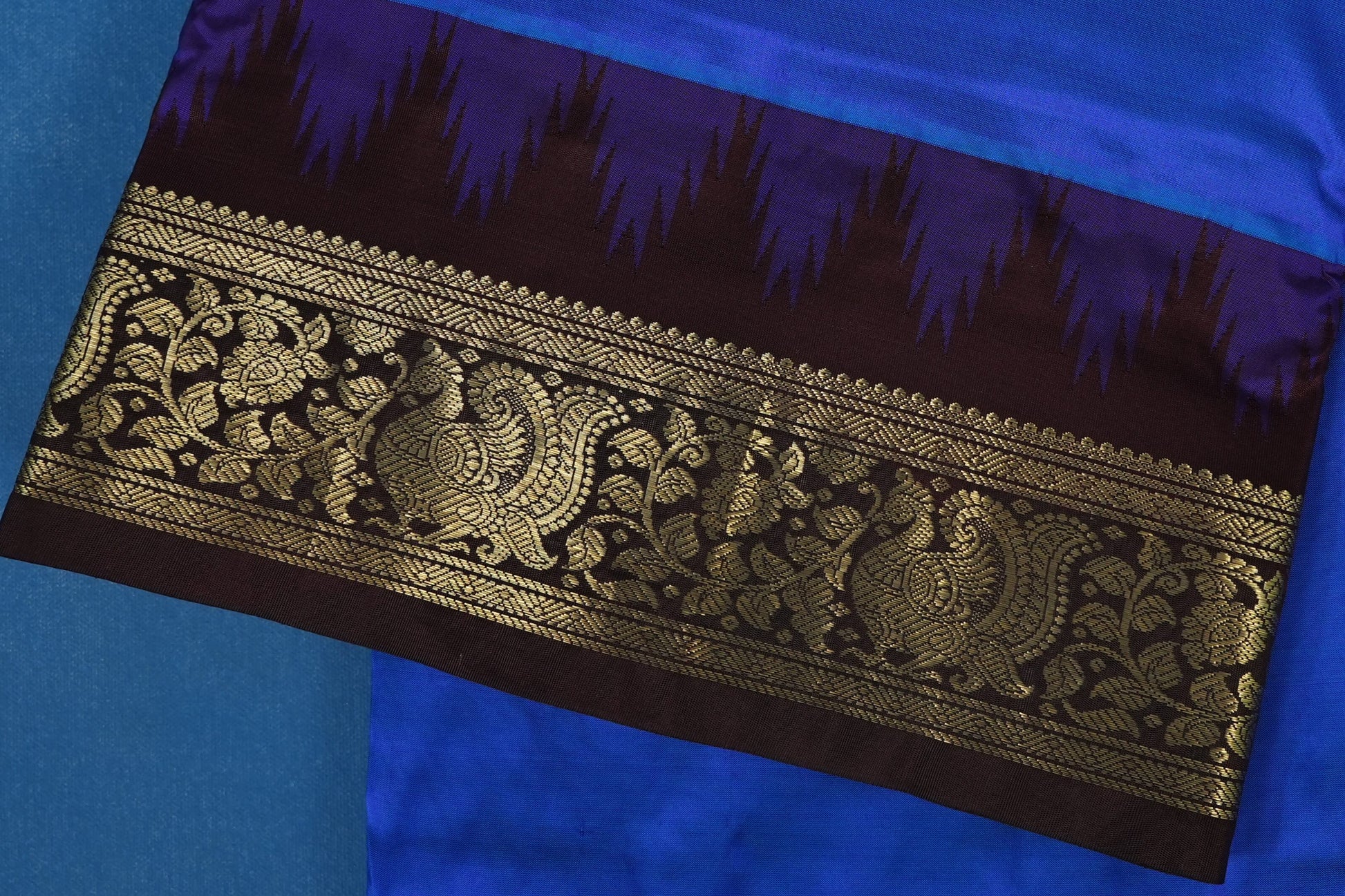 Violet Blue nine yards silk saree