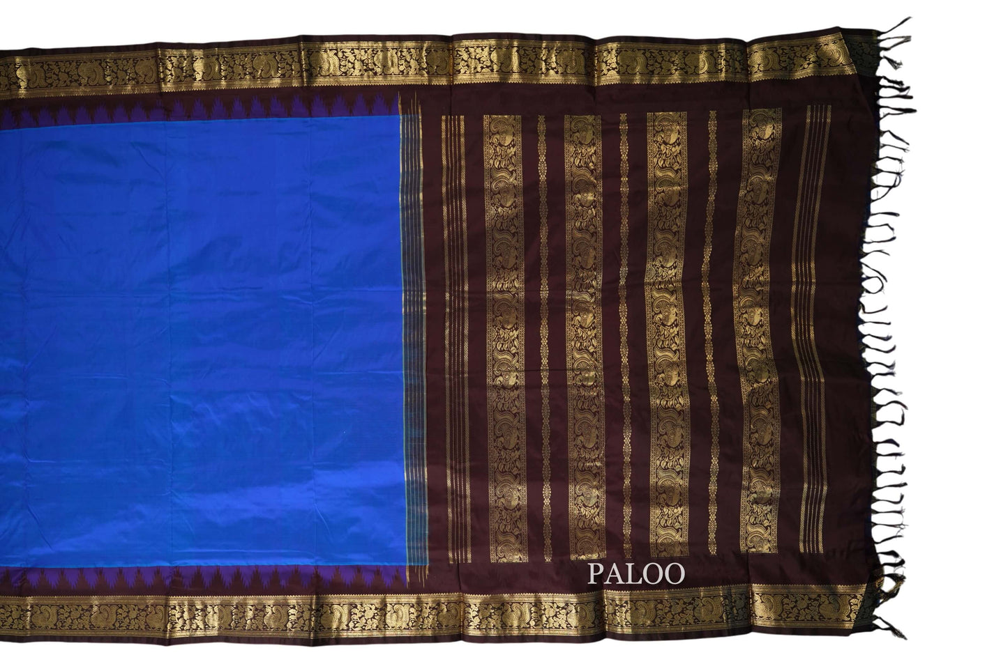 Violet Blue ten yards silk saree paloo