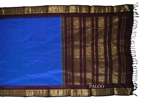 Violet Blue ten yards silk saree paloo