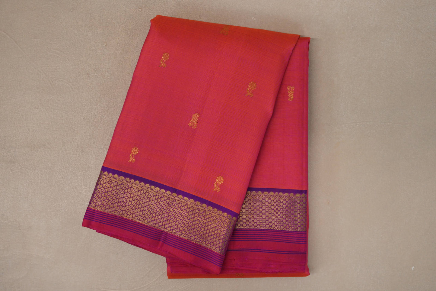 Orangish Pink Vintage Kanjivaram Silk Saree