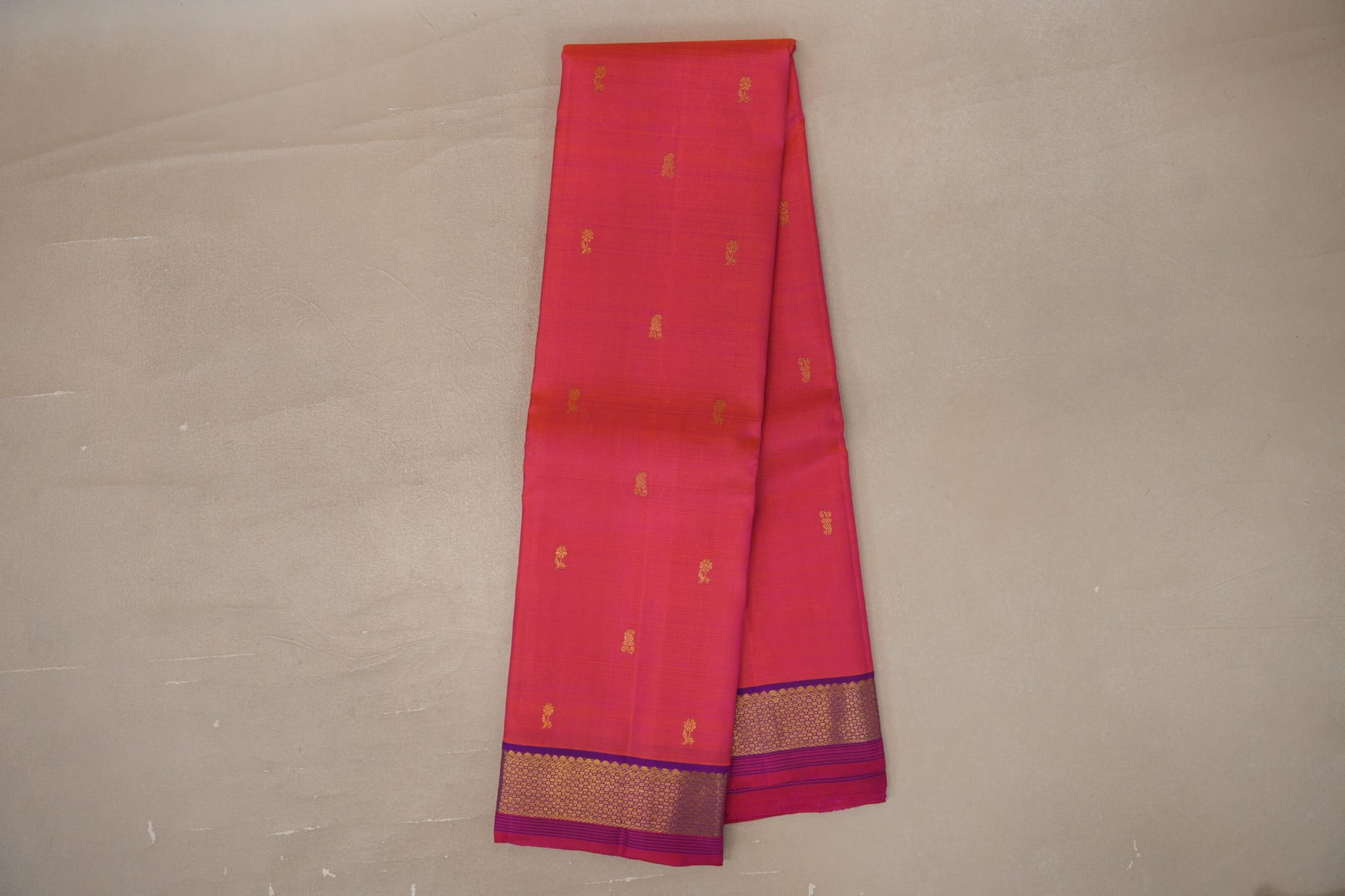 Online Orangish Pink Vintage Kanjivaram Silk Saree