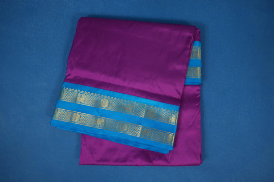 Magenta with blue 10 yards silk saree