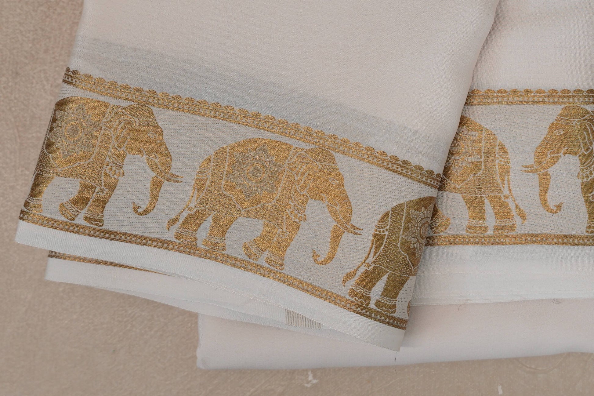 Cream Mysore Silk Saree border