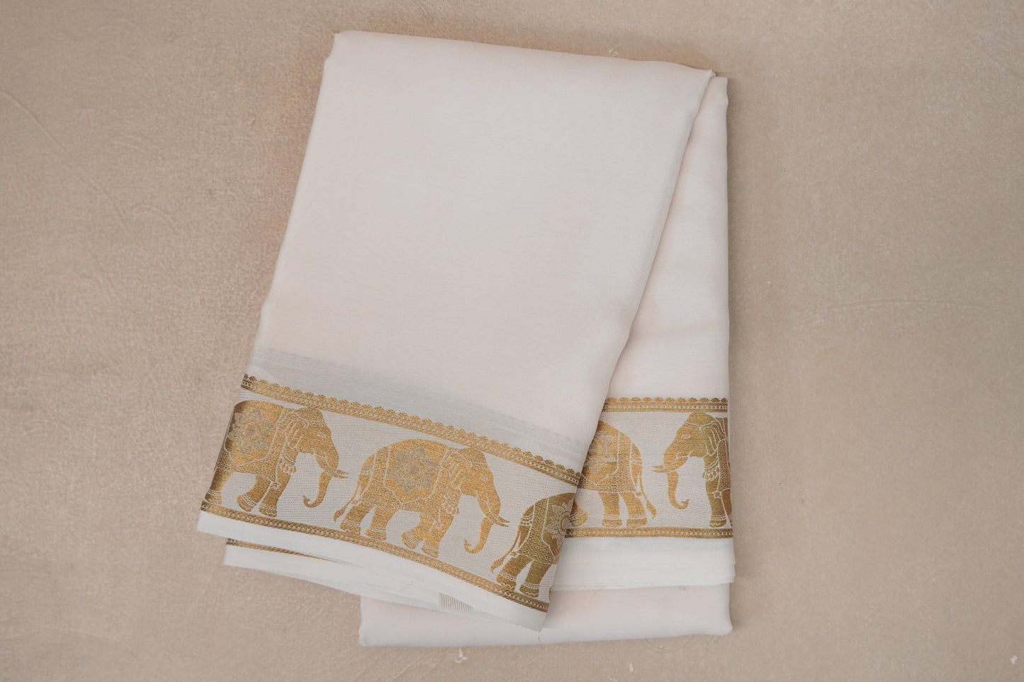 Cream Mysore Silk Saree