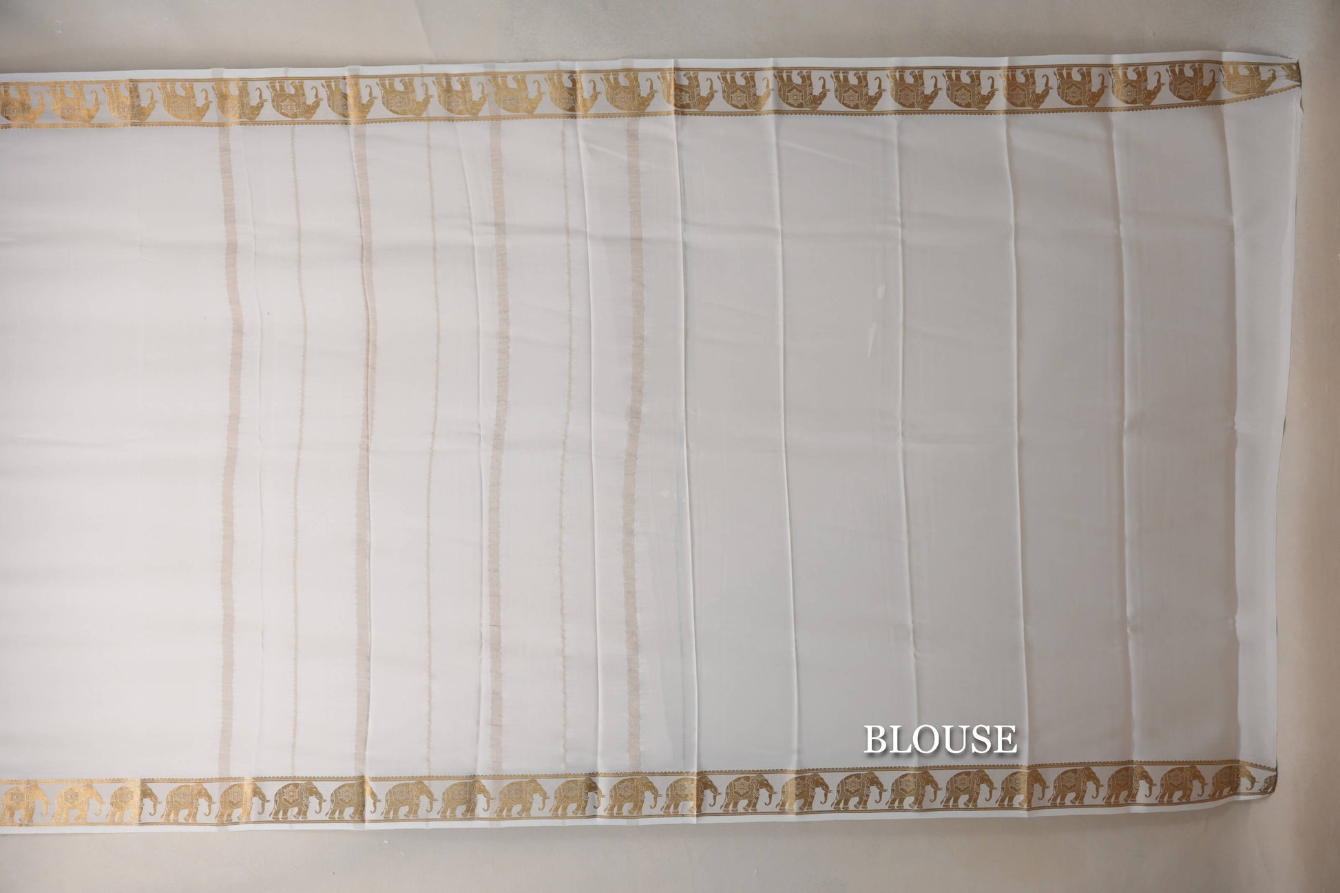 Cream Mysore Silk Saree blouse
