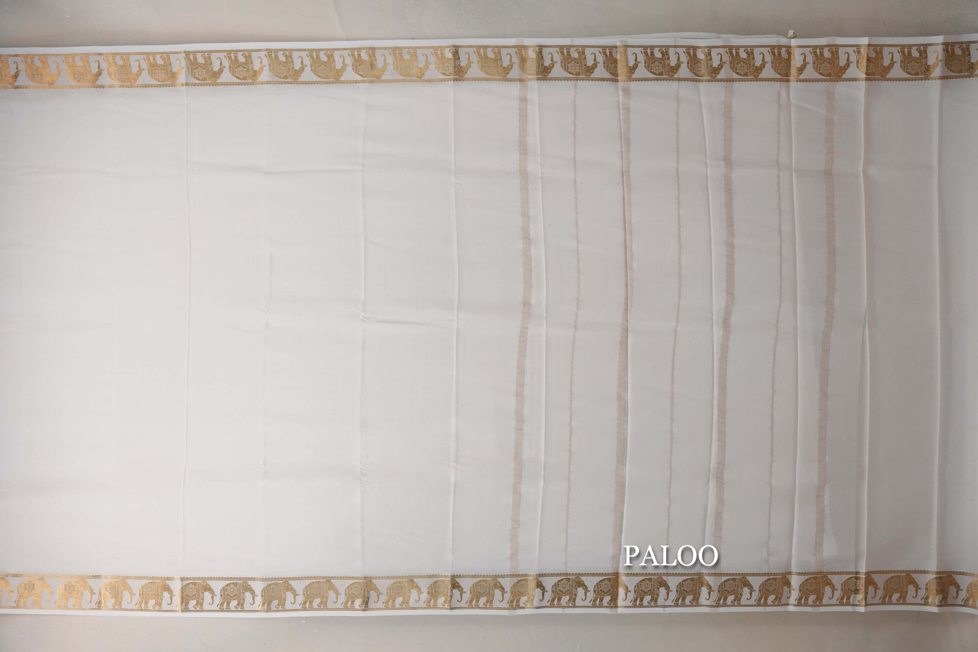 Cream Mysore Silk Saree paloo