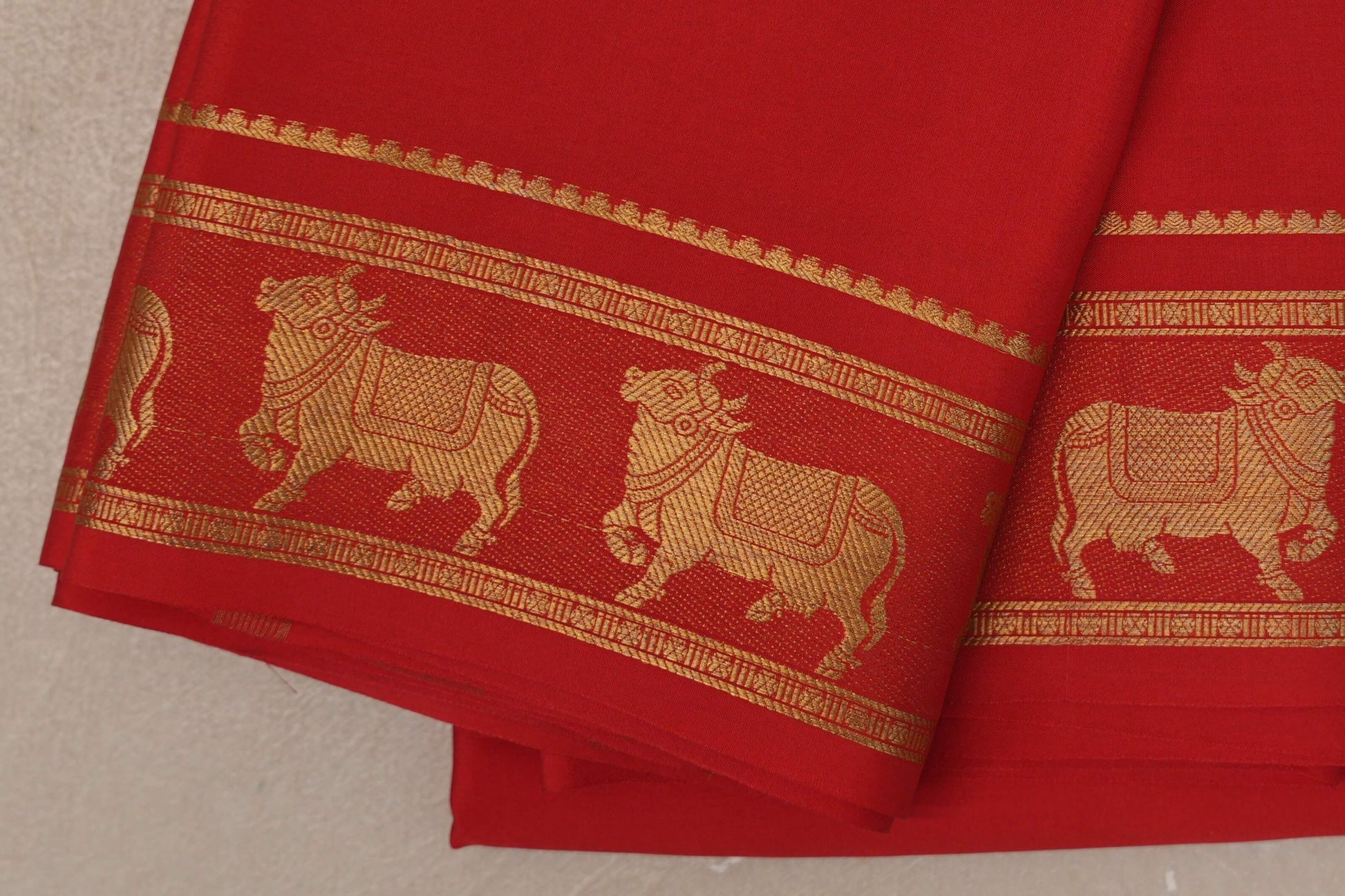 Bright  Red Mysore Silk Saree border