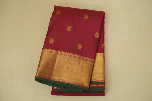 folded Reddish Maroon Heirloom Kanjivaram Silk Saree 
