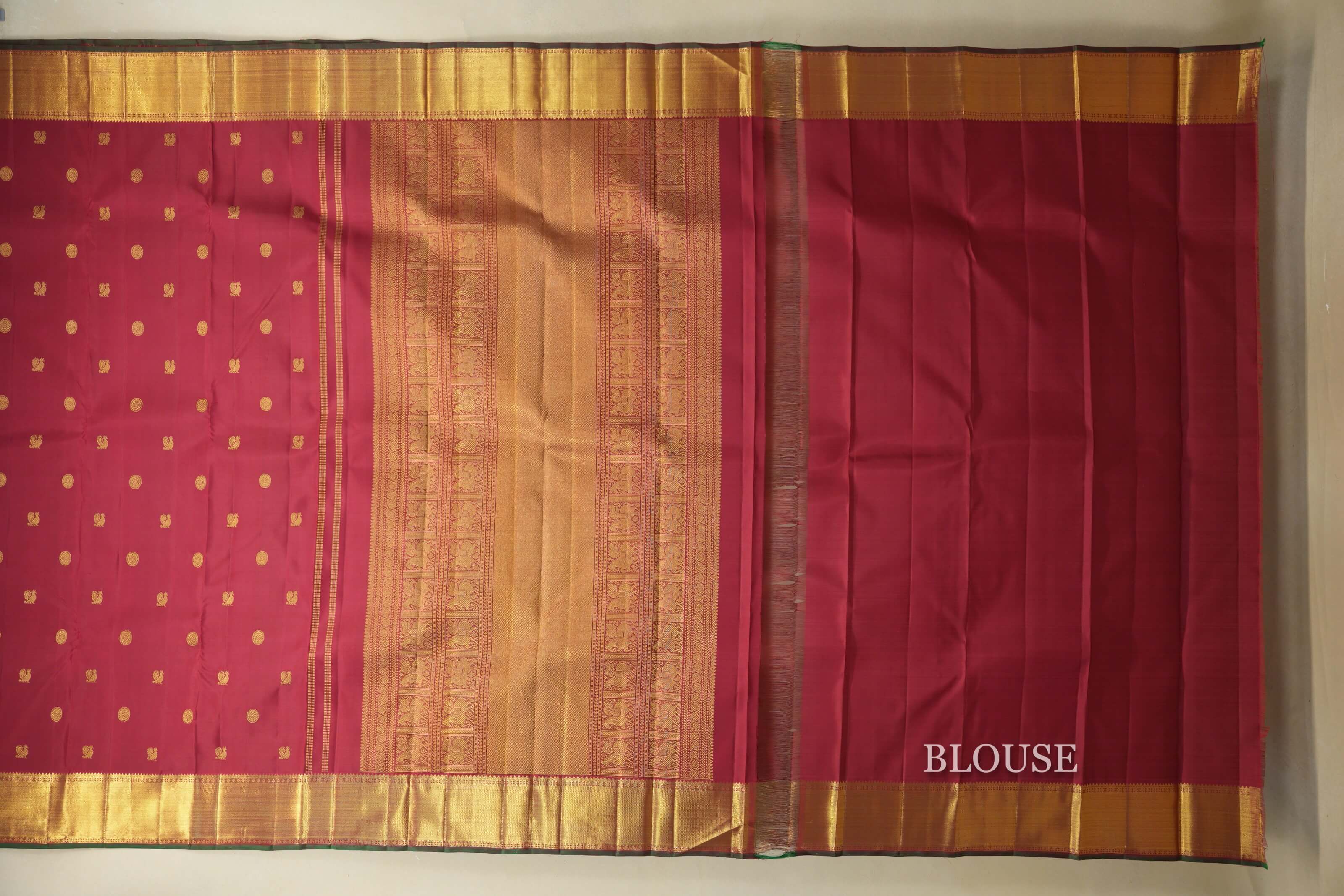 Reddish Maroon Heirloom Kanjivaram Silk Saree blouse