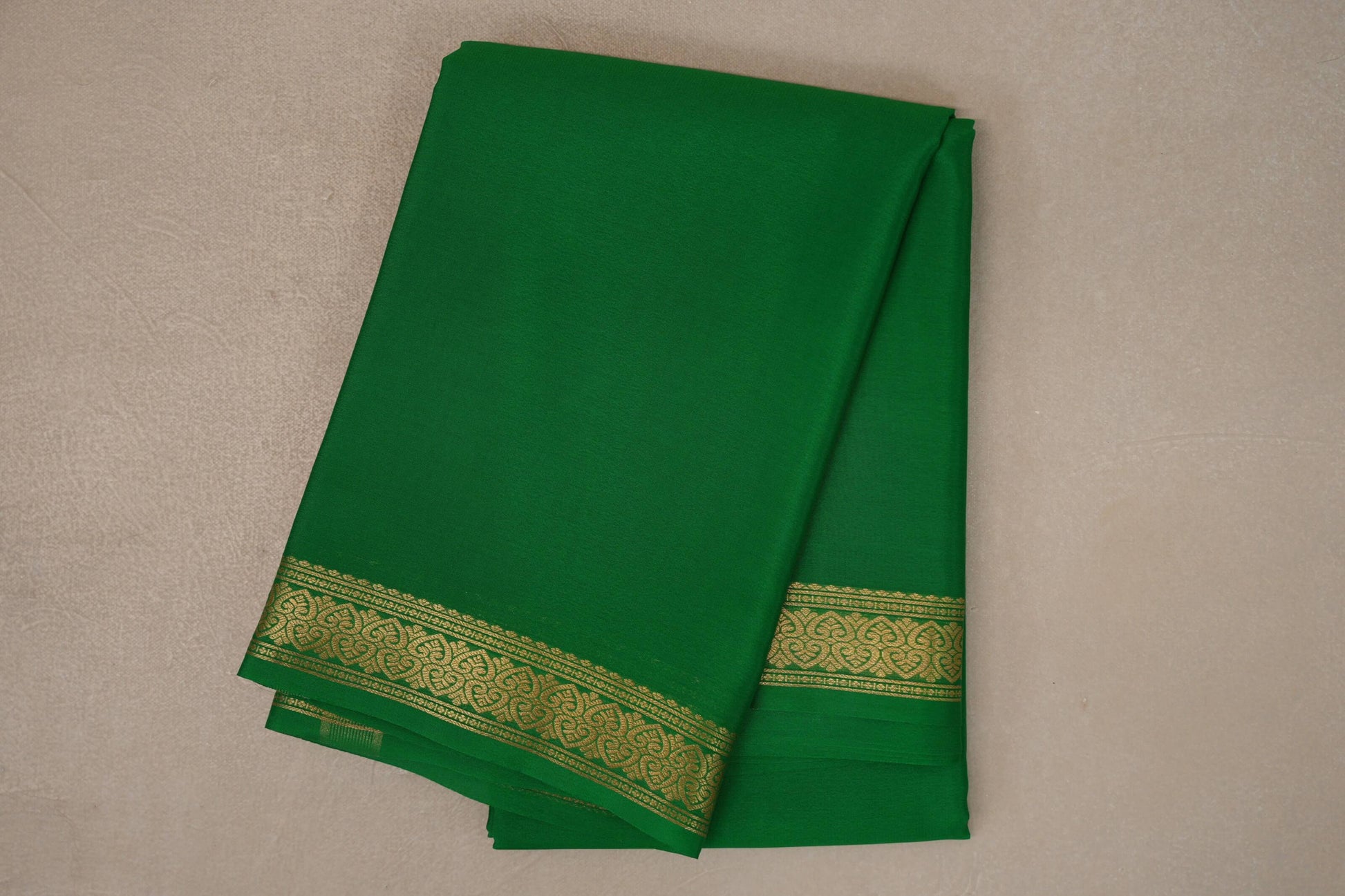 Leaf Green Mysore Silk Saree