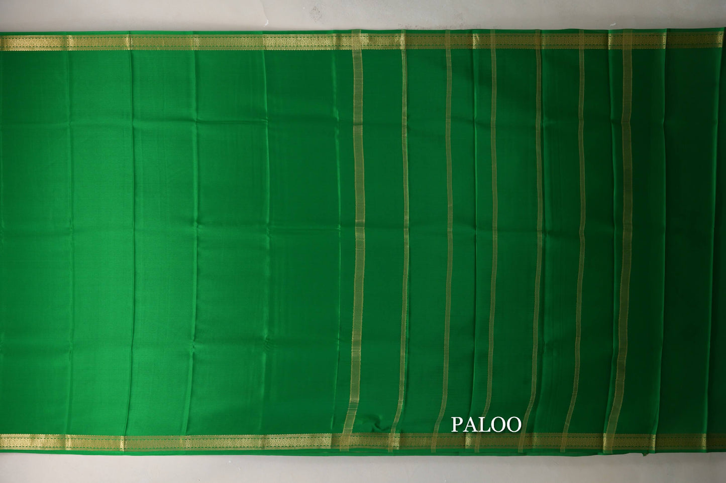 Leaf Green Mysore Silk Saree paloo