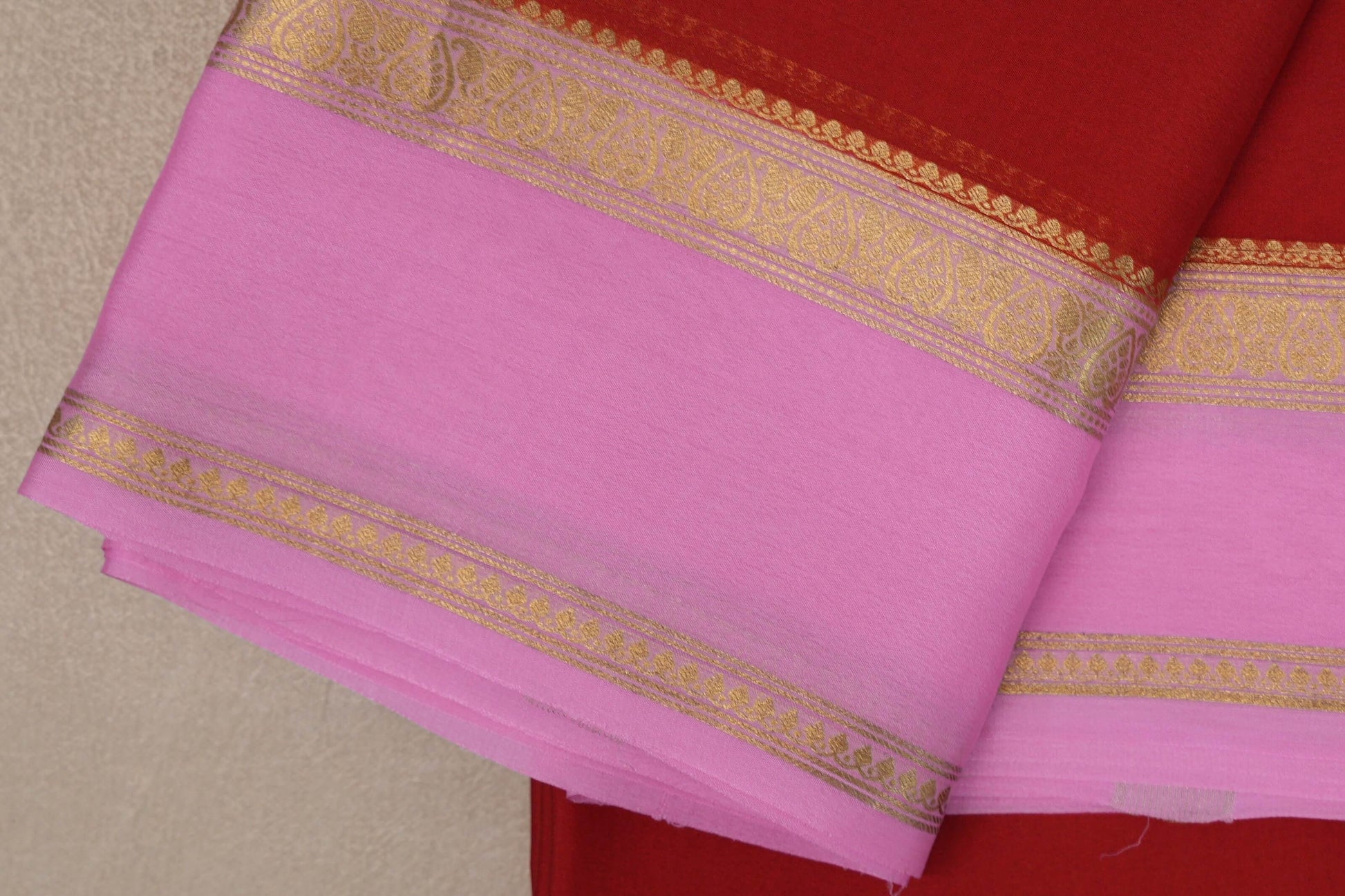 Bright Red Mysore Silk Saree border