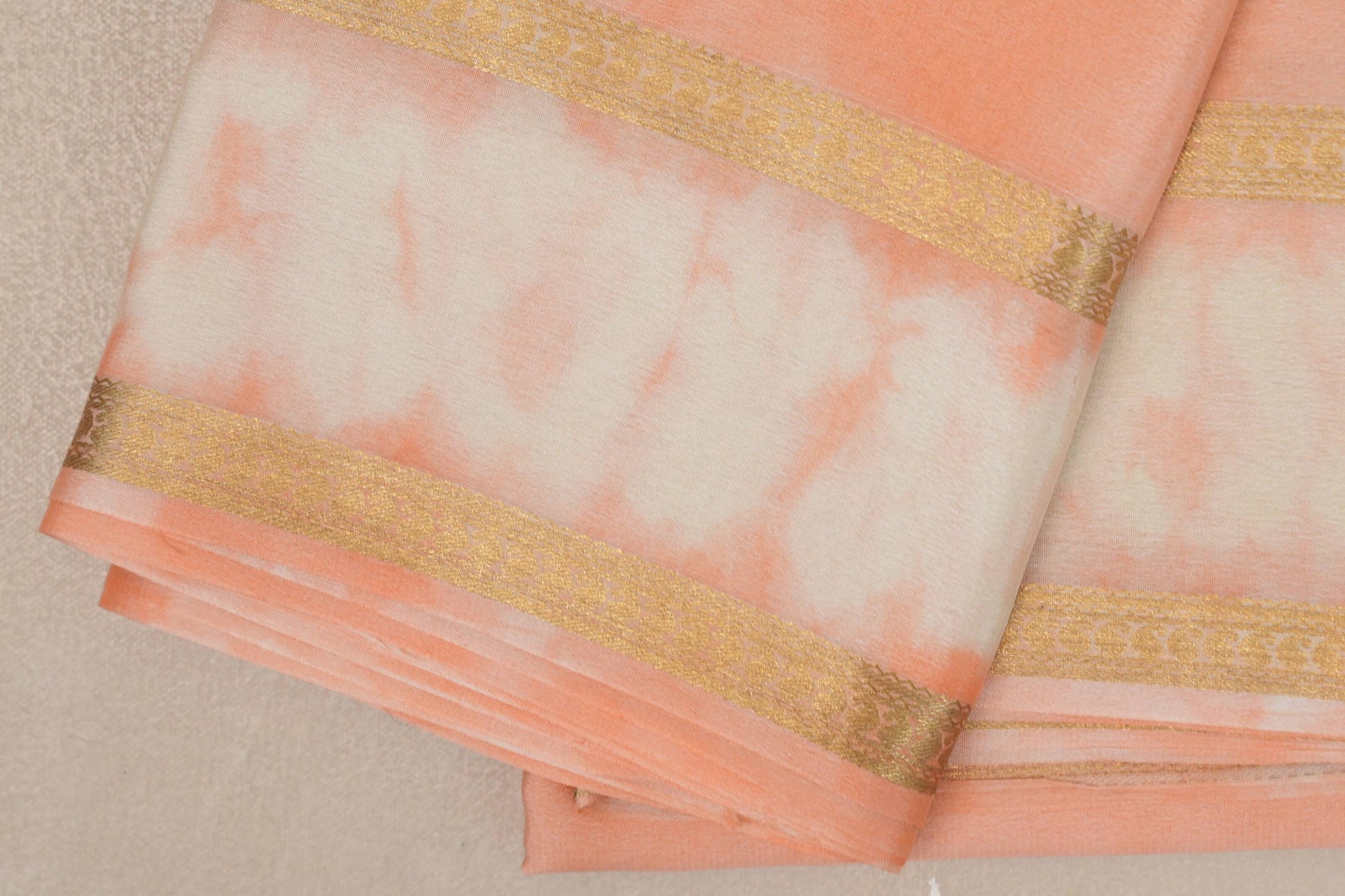 Peach Mysore Silk Saree border