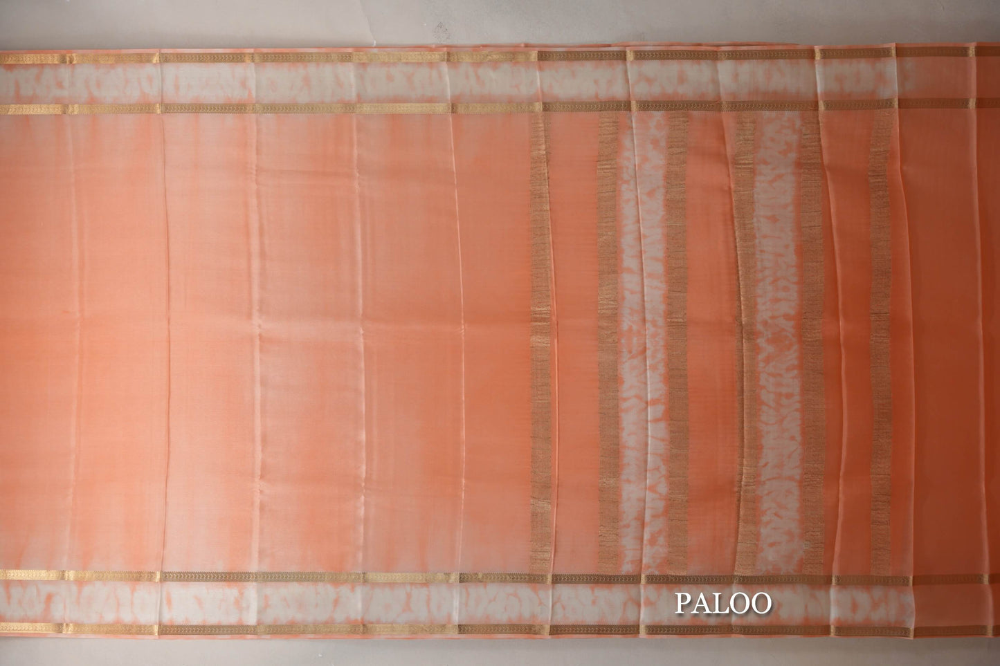 Peach Mysore Silk Saree paloo