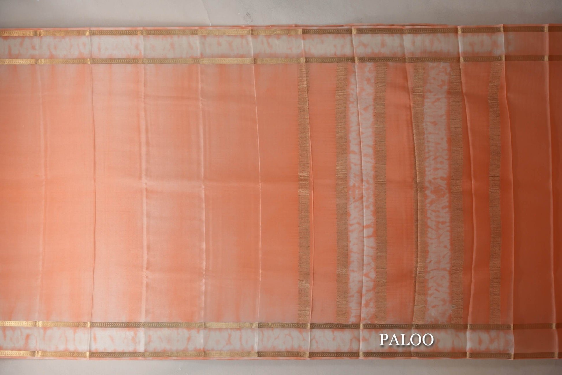 Peach Mysore Silk Saree paloo