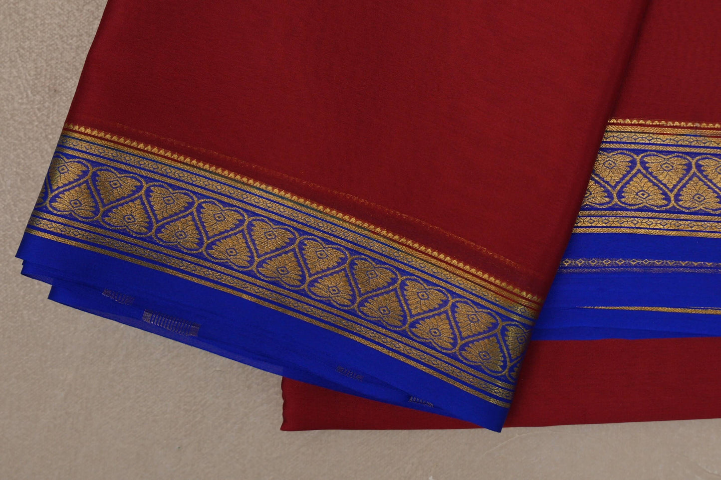 Deep Red Mysore Silk Saree border