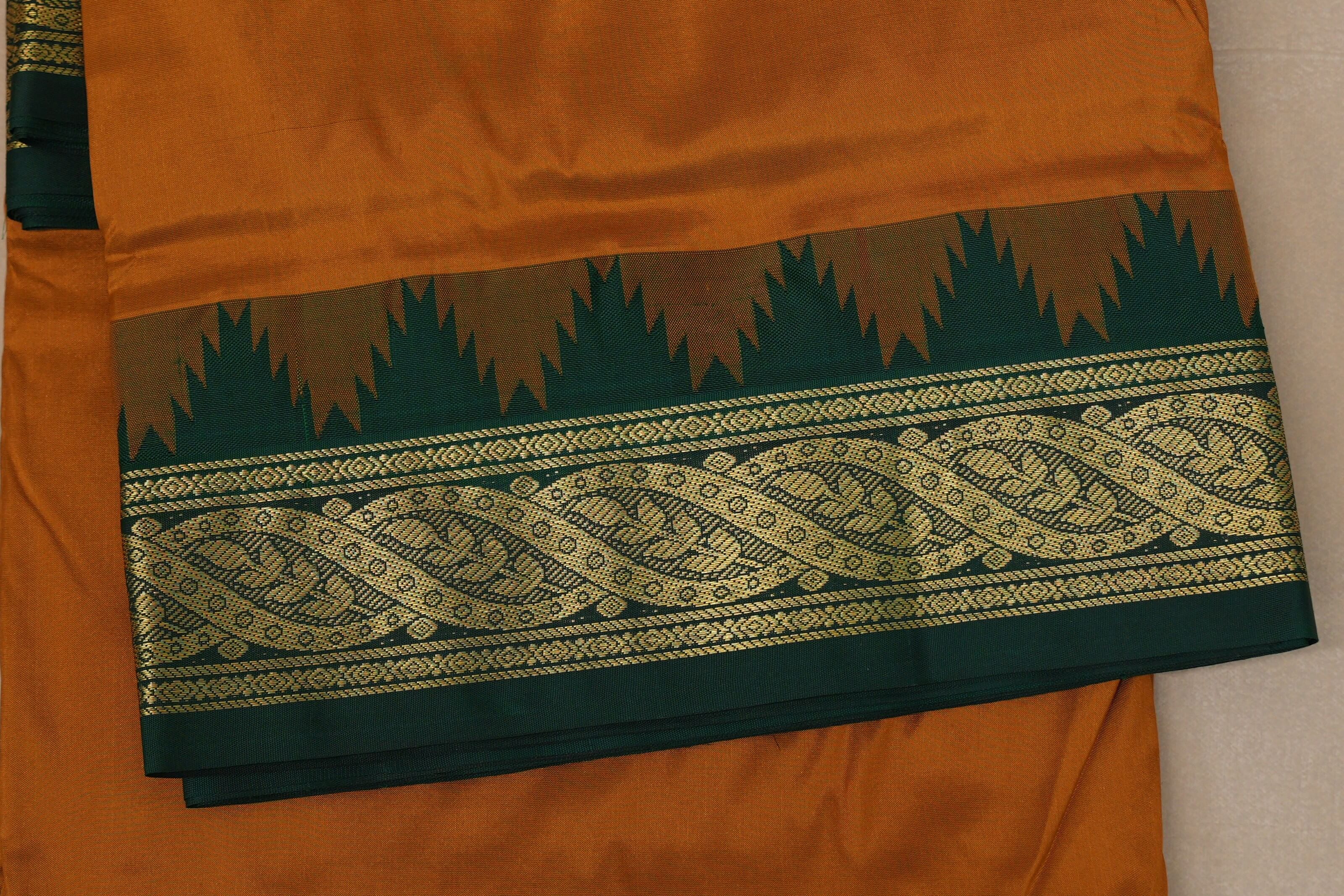 Mustard with Bottle Green borders Ten yards silk saree border
