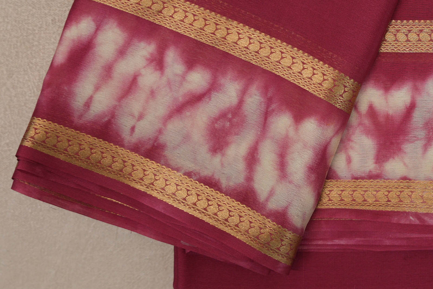 Amaranth Pink Mysore Silk Saree border
