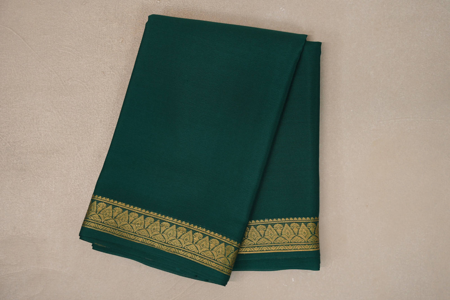 Deep Bottle Green Mysore Silk Saree