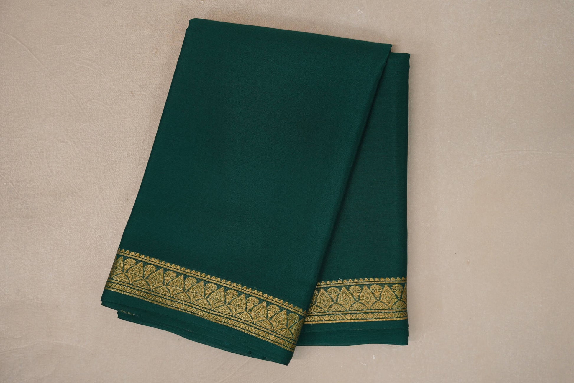 Deep Bottle Green Mysore Silk Saree