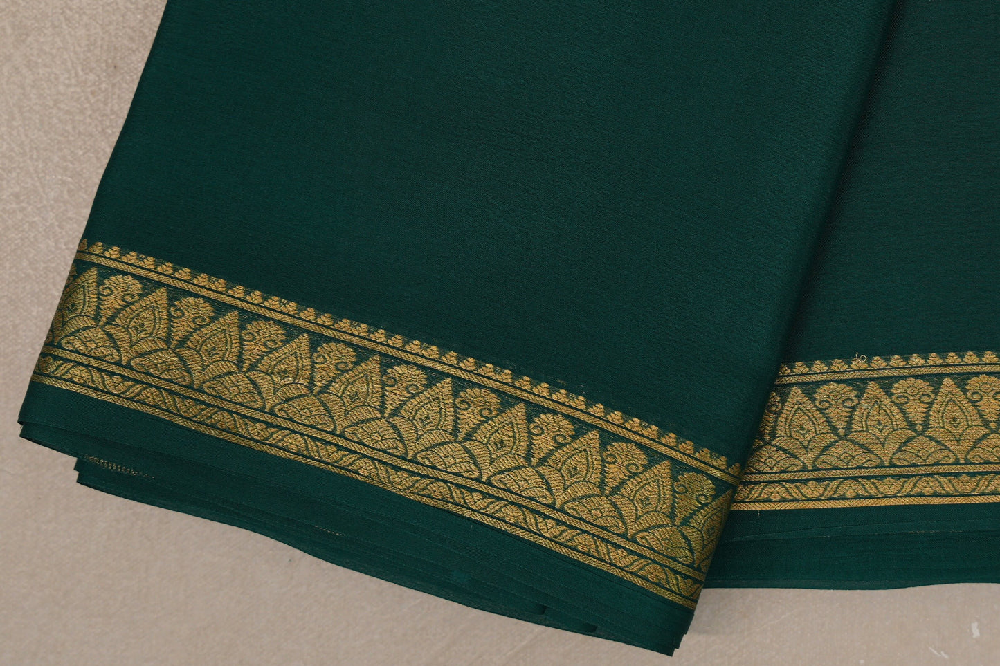 Deep Bottle Green Mysore Silk Saree border