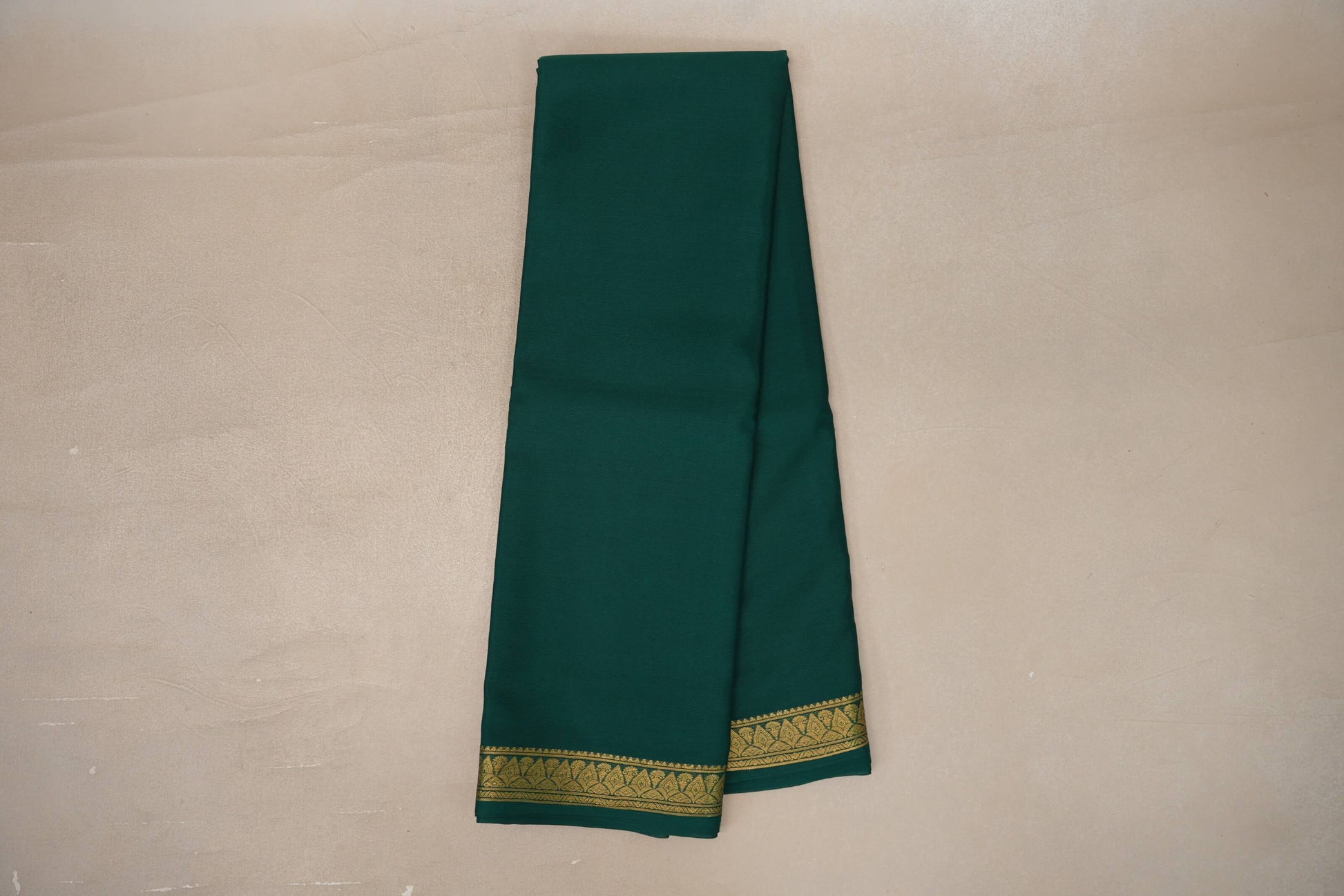 Online Deep Bottle Green Mysore Silk Saree