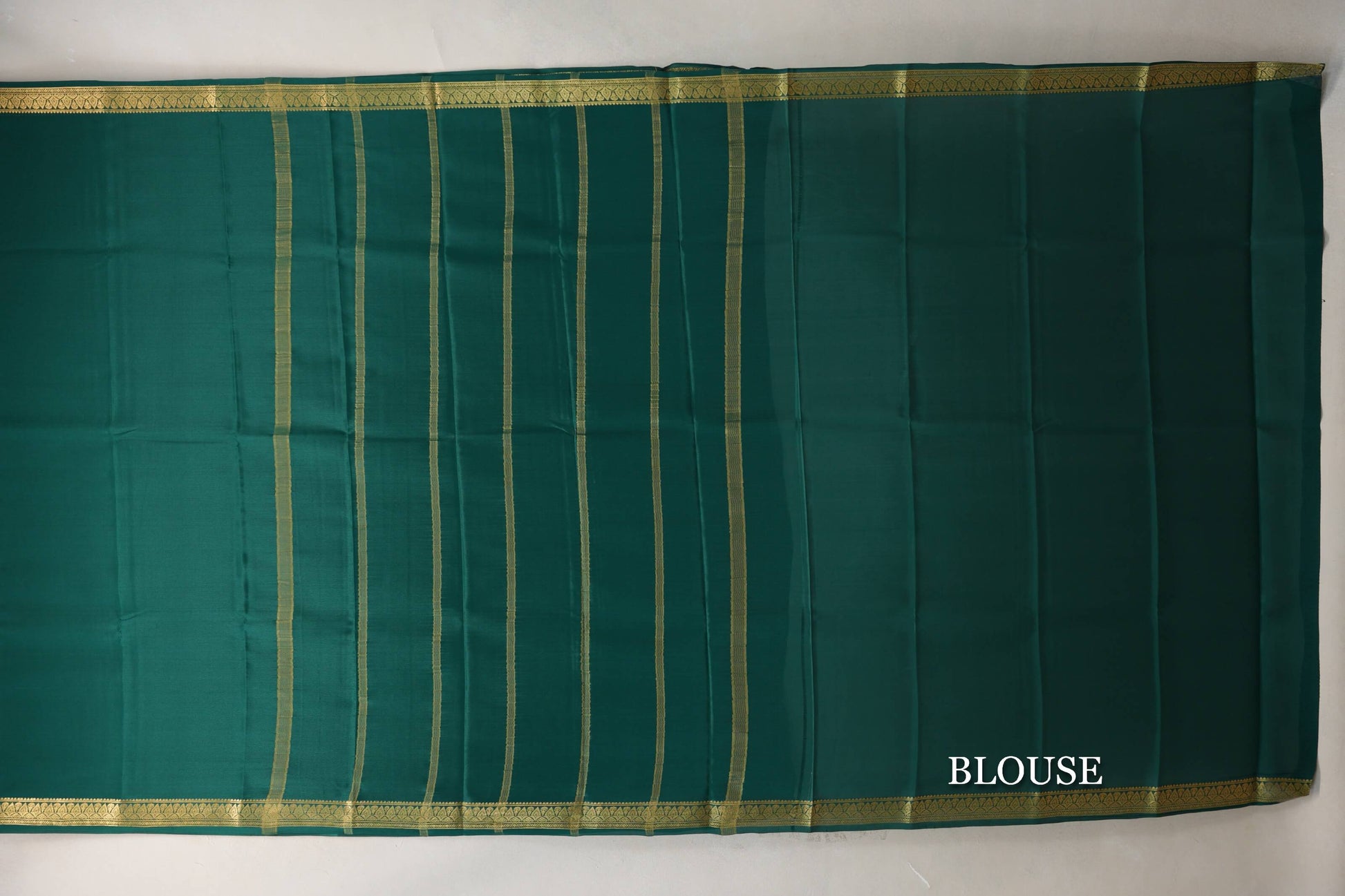 Deep Bottle Green Mysore Silk Saree blouse