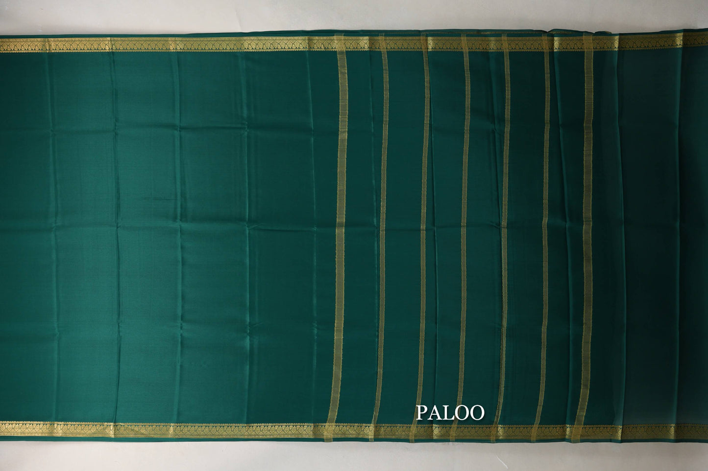 Deep Bottle Green Mysore Silk Saree paloo