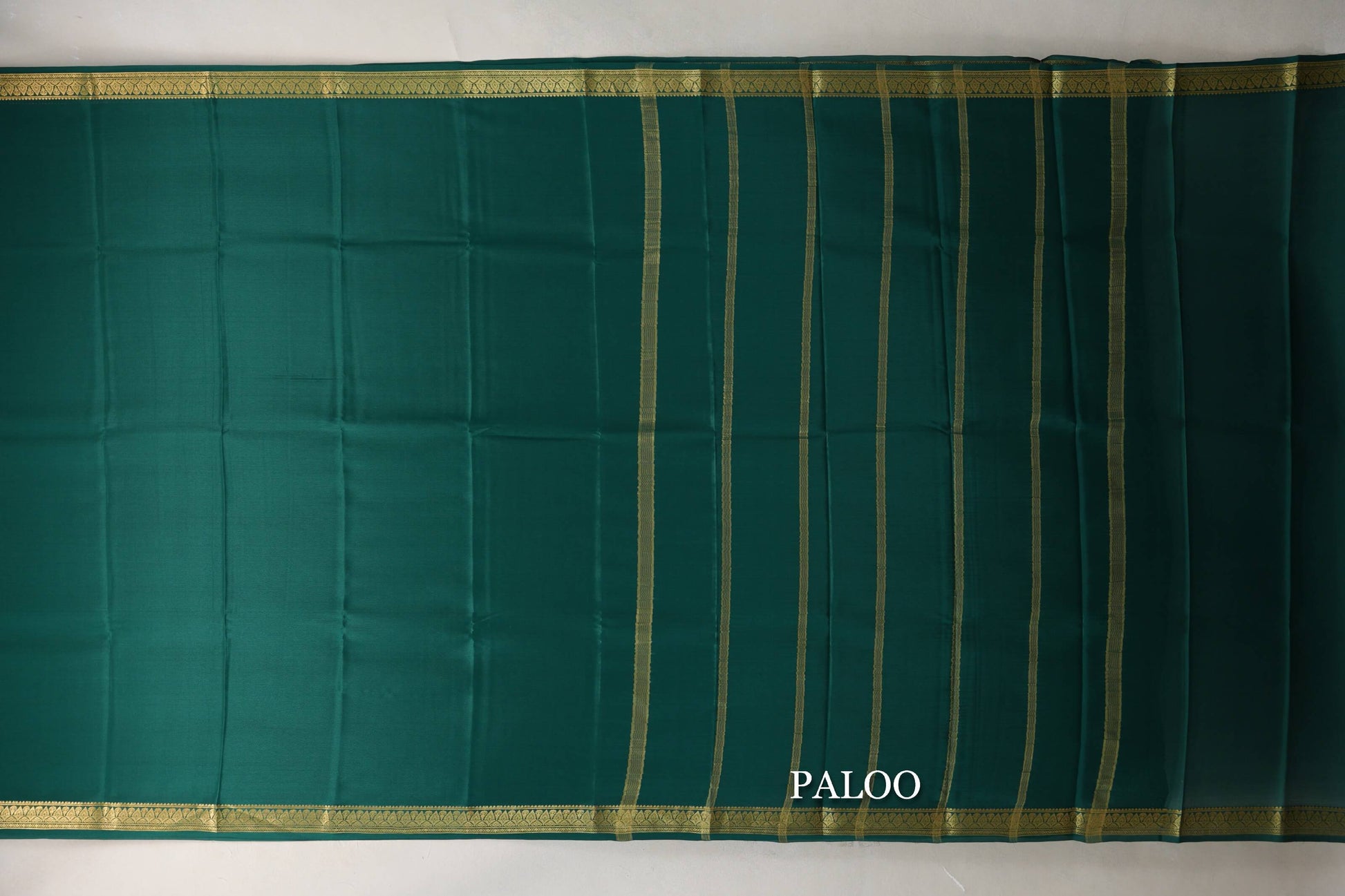 Deep Bottle Green Mysore Silk Saree paloo