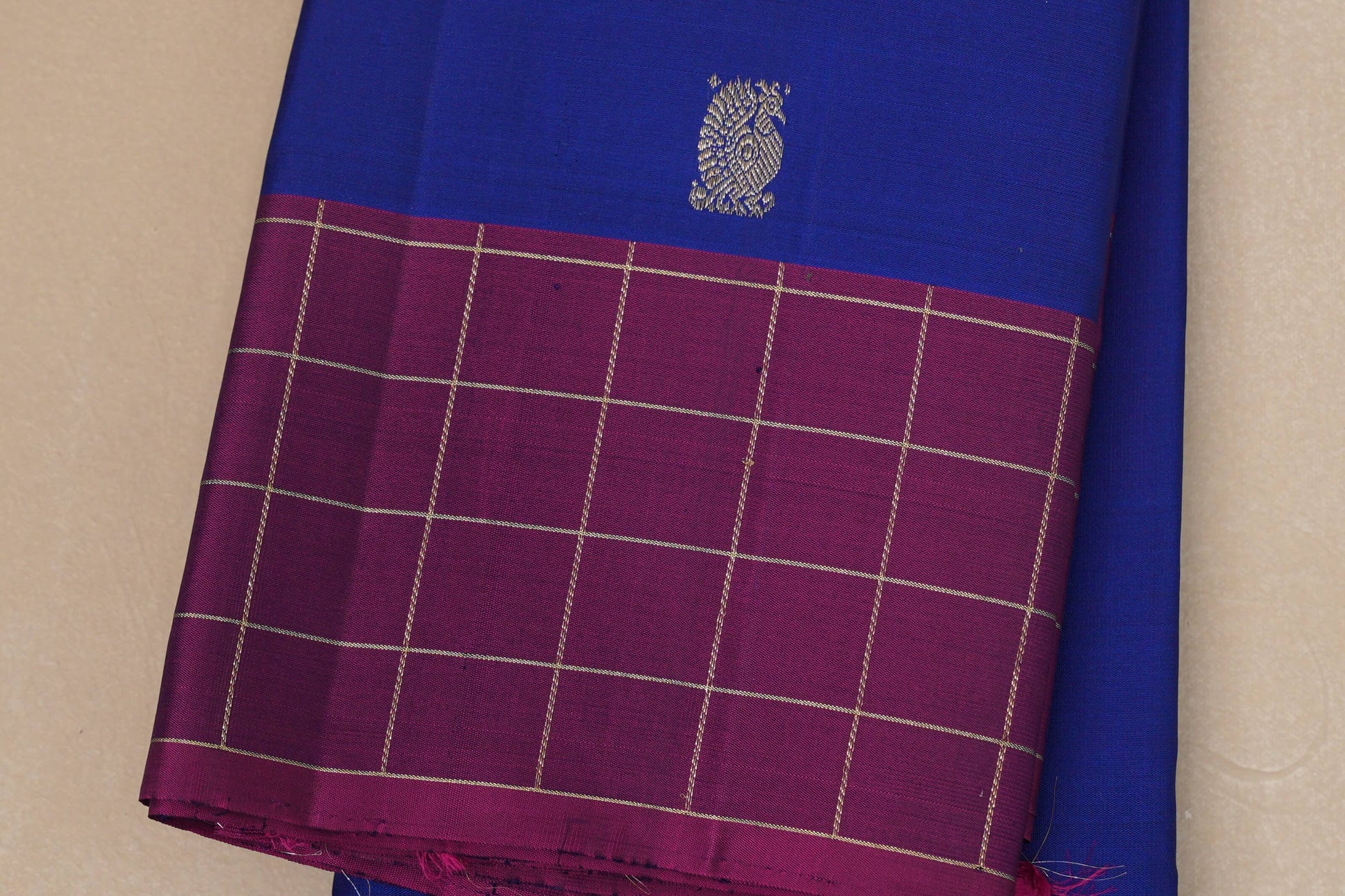 Royal Blue with magenta borders Vintage Kanjivaram Silk Saree borders