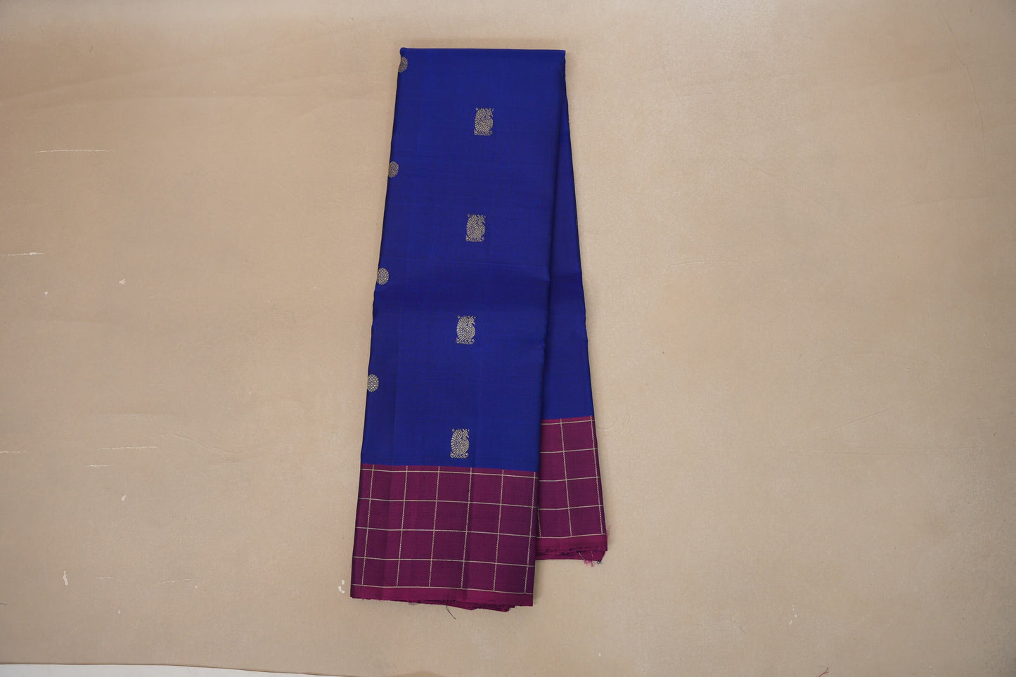 Royal Blue with magenta borders Vintage Kanjivaram Silk Saree