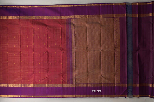 Deep maroon with Dual Tone of Violet & Maroon Vintage Kanjivaram Silk Saree paloo