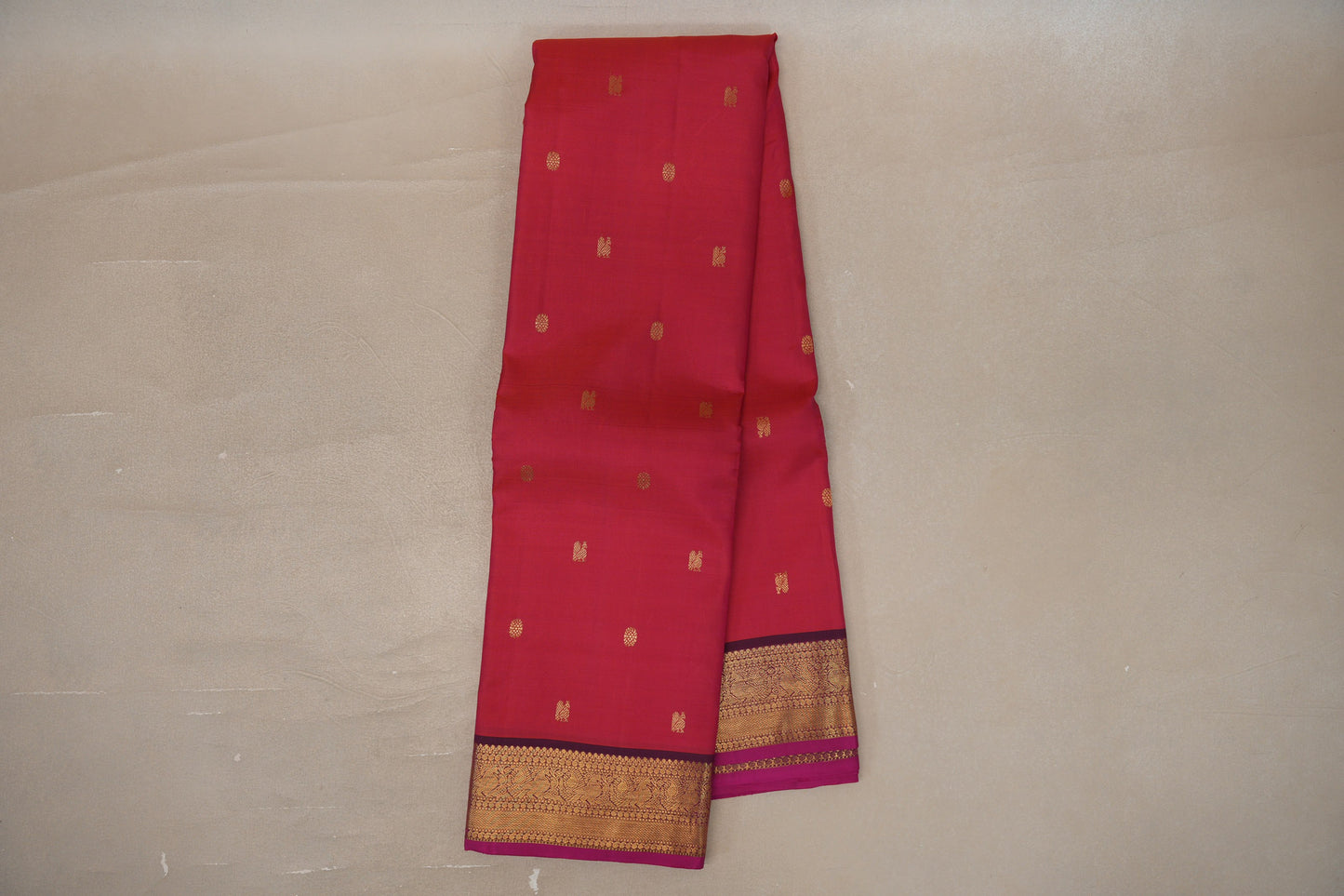 Dual Tone of Pink & Orange Vintage Kanjivaram Silk Saree