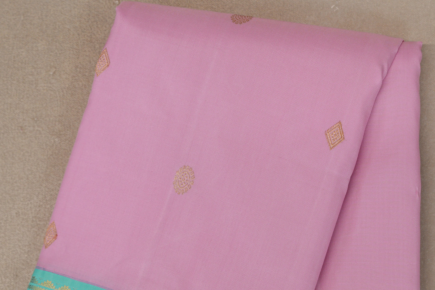 Baby pink with Sea Green borders Vintage Kanjivaram Silk Saree SS9833
