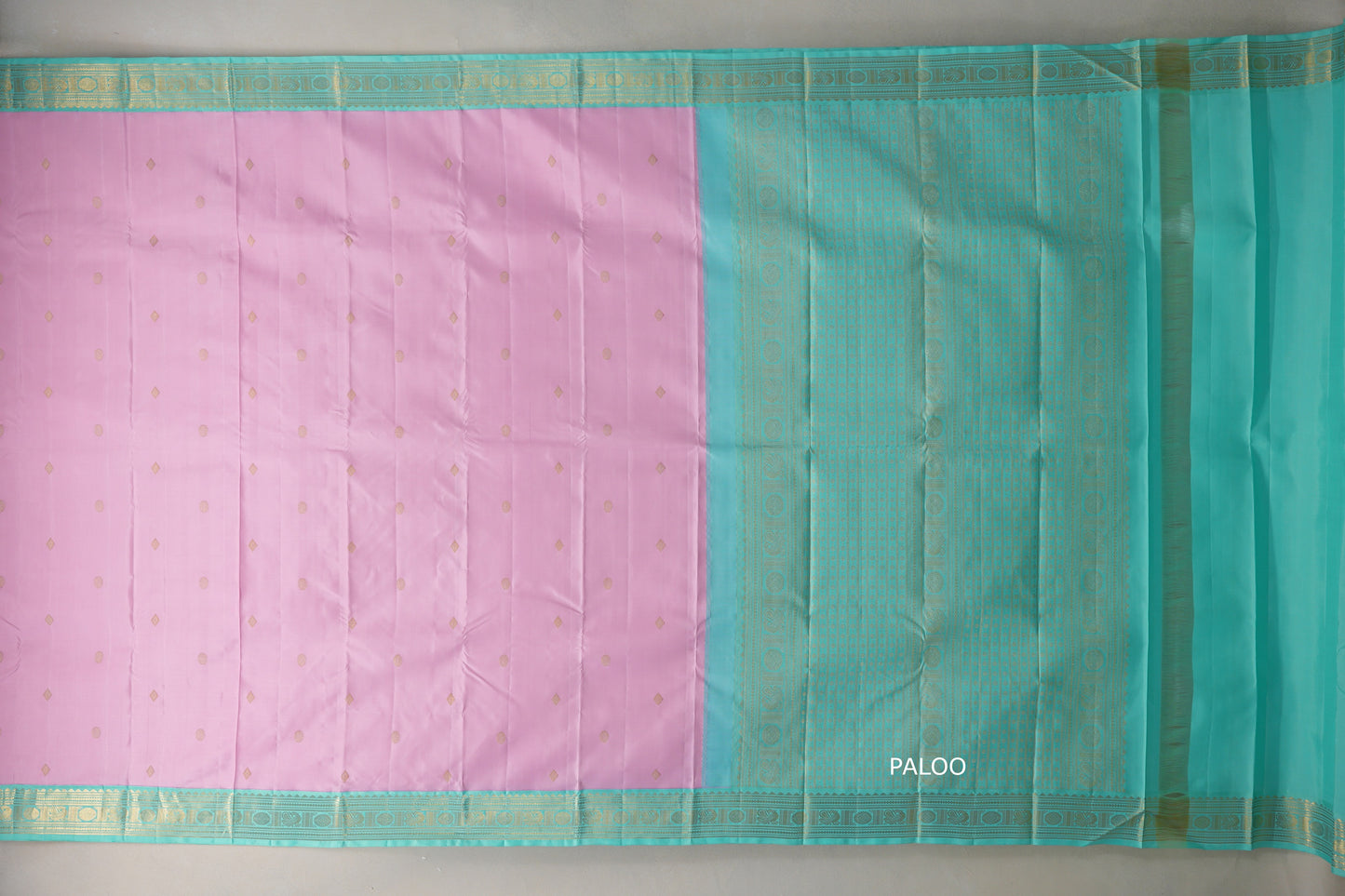Baby pink with Sea Green borders Vintage Kanjivaram Silk Saree SS9833