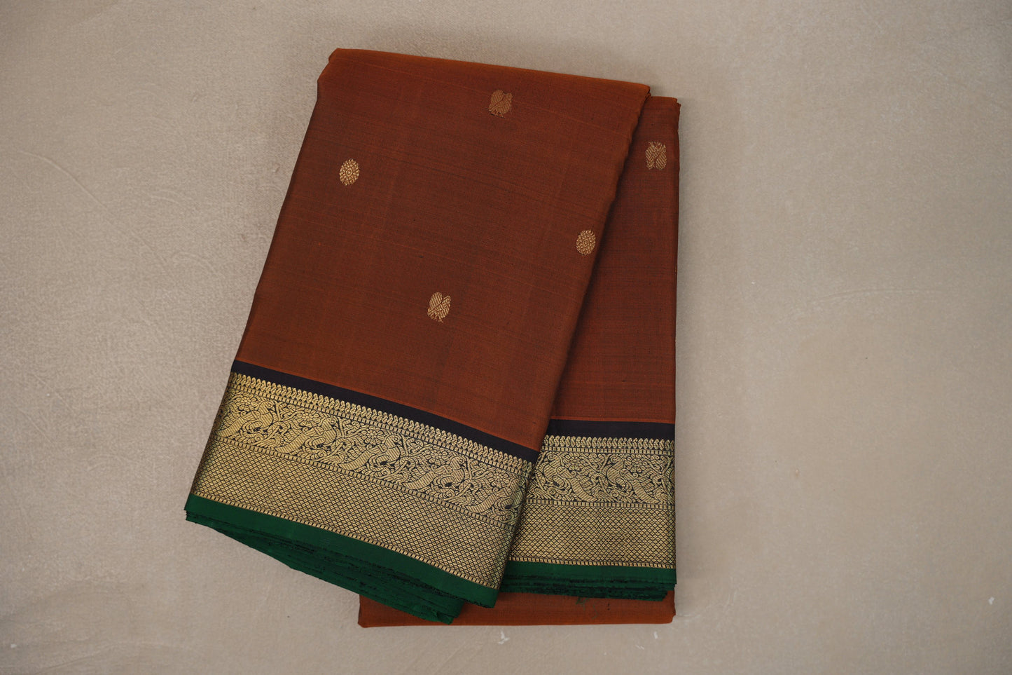 Rust orange Vintage Kanjivaram Silk Saree