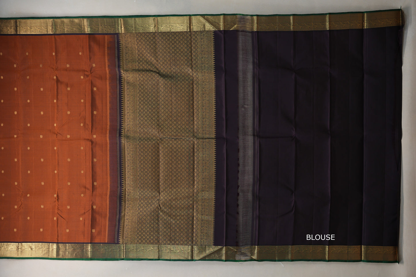 Rust orange Vintage Kanjivaram Silk Saree blouse