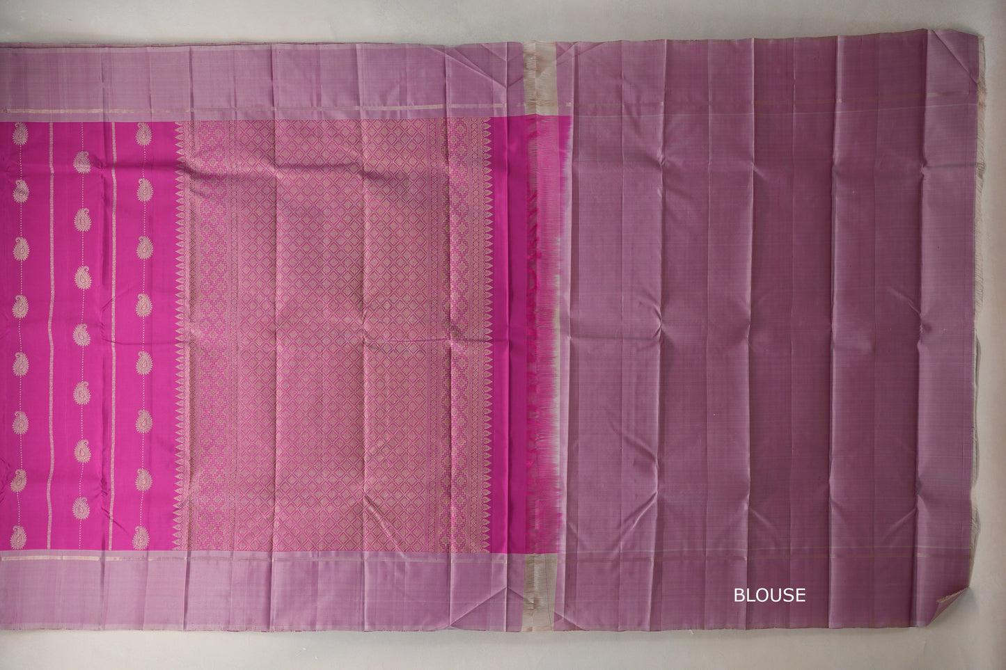 Magenta pink Vintage Kanjivaram Silk Saree blouse