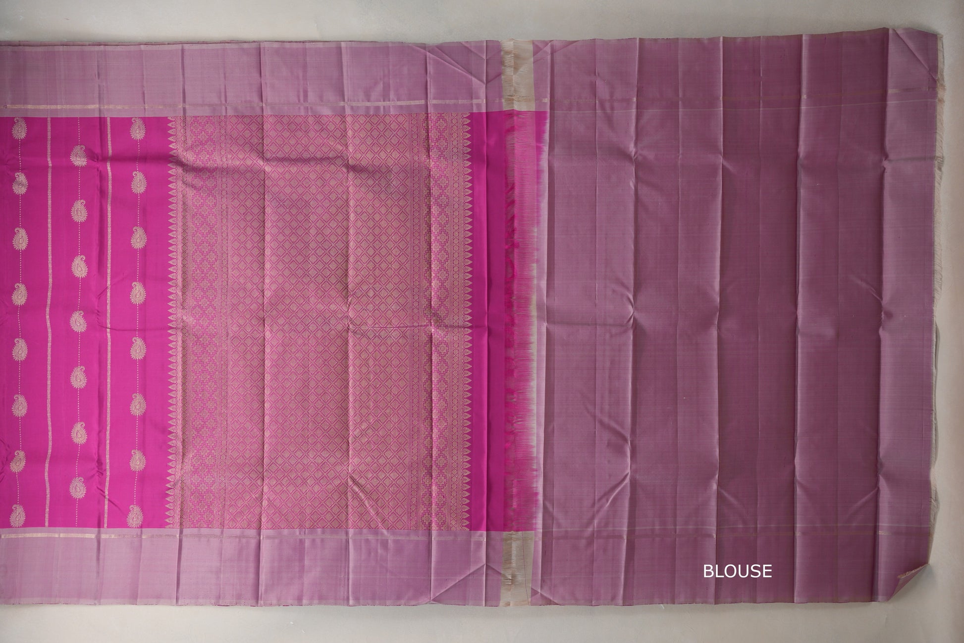 Magenta pink Vintage Kanjivaram Silk Saree blouse