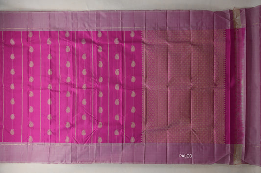 Magenta pink Vintage Kanjivaram Silk Saree paloo