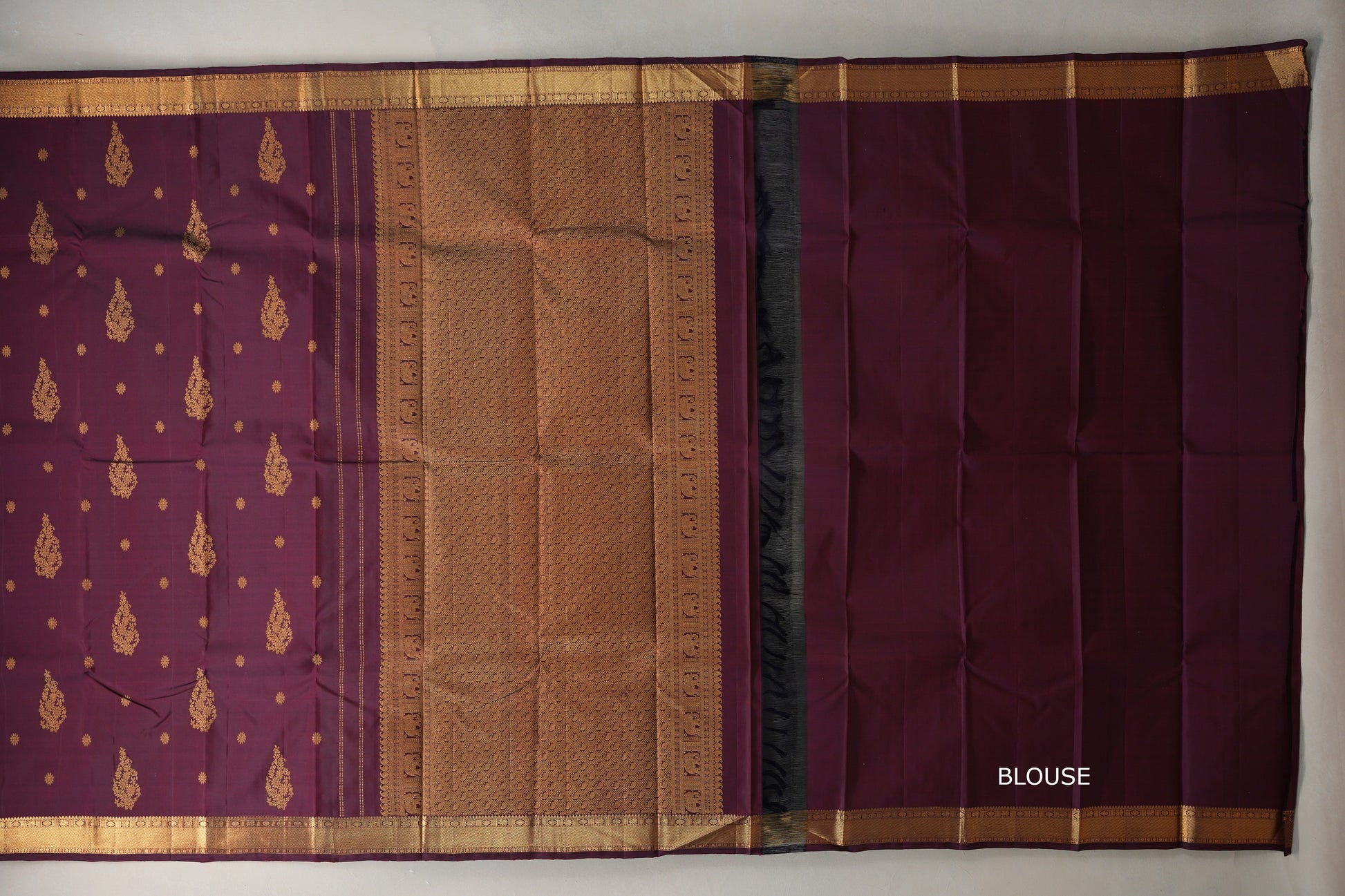 Reddish Maroon Vintage Kanjivaram Silk Saree  blouse