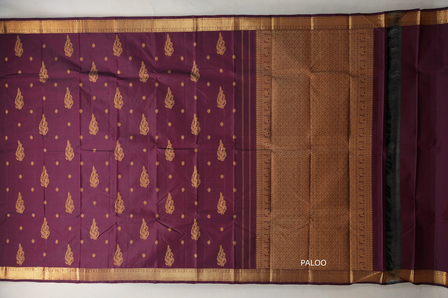 Reddish Maroon Vintage Kanjivaram Silk Saree  paloo