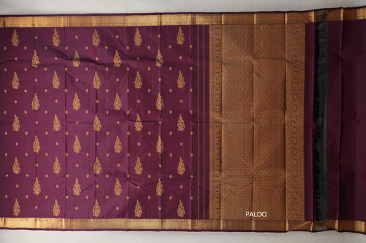 Reddish Maroon Vintage Kanjivaram Silk Saree  paloo