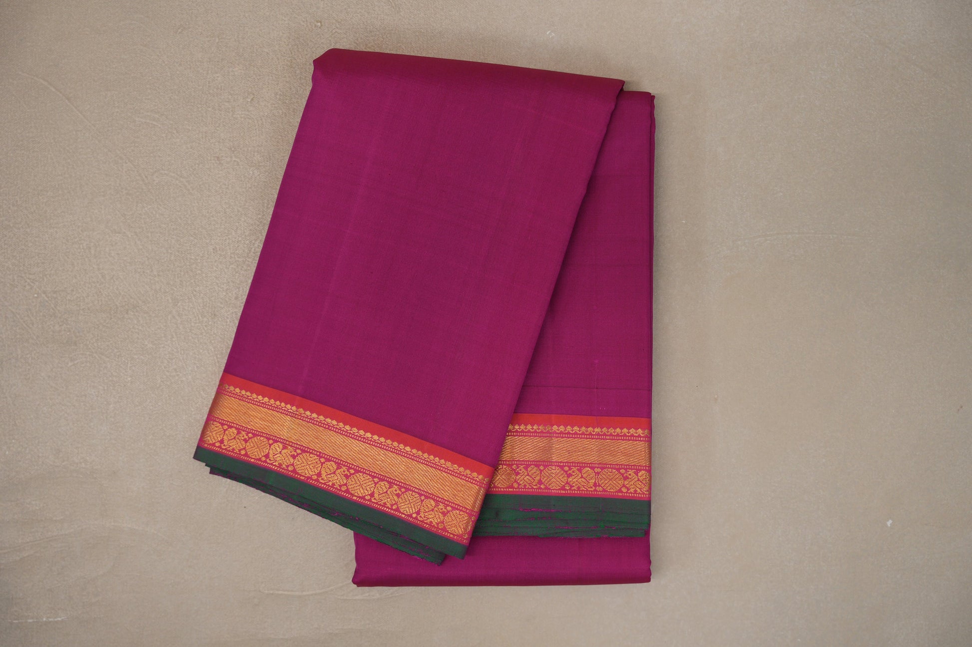 Deep Rani Pink Vintage Kanjivaram Silk Saree