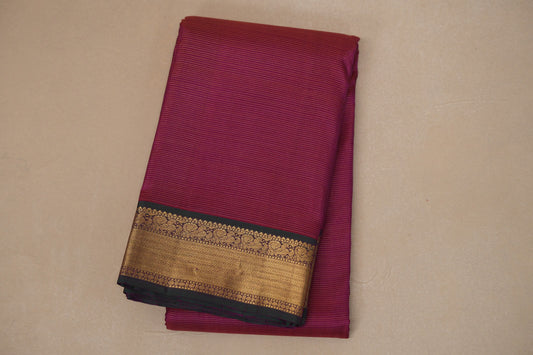 Rani Pink with bottle green border Vintage Kanjivaram Silk Saree SS8680