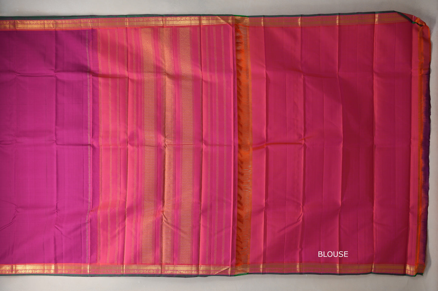 Deep Rani Pink Vintage Kanjivaram Silk Saree blouse