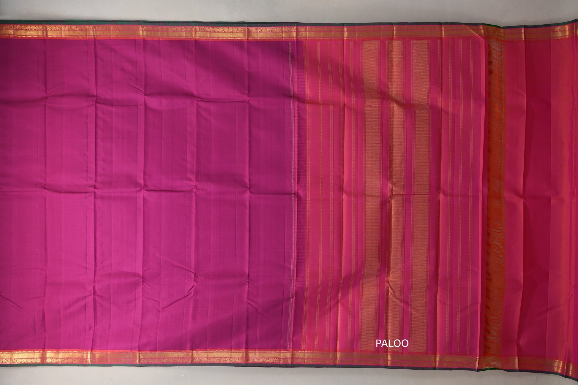 Deep Rani Pink Vintage Kanjivaram Silk Saree paloo