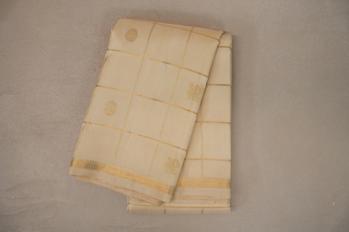Cream Vintage Kanjivaram Silk Saree