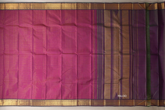 Rani Pink with bottle green border Vintage Kanjivaram Silk Saree SS8680