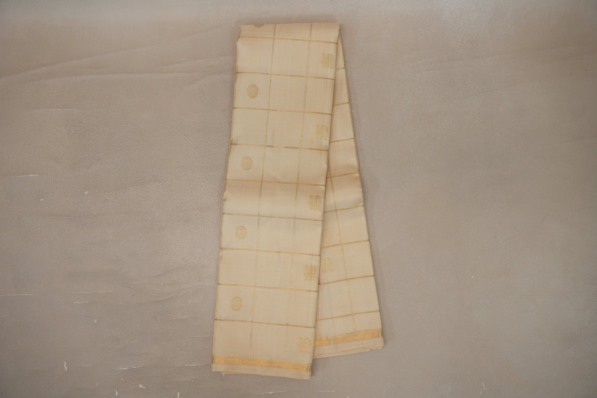 Cream Vintage Kanjivaram Silk Saree